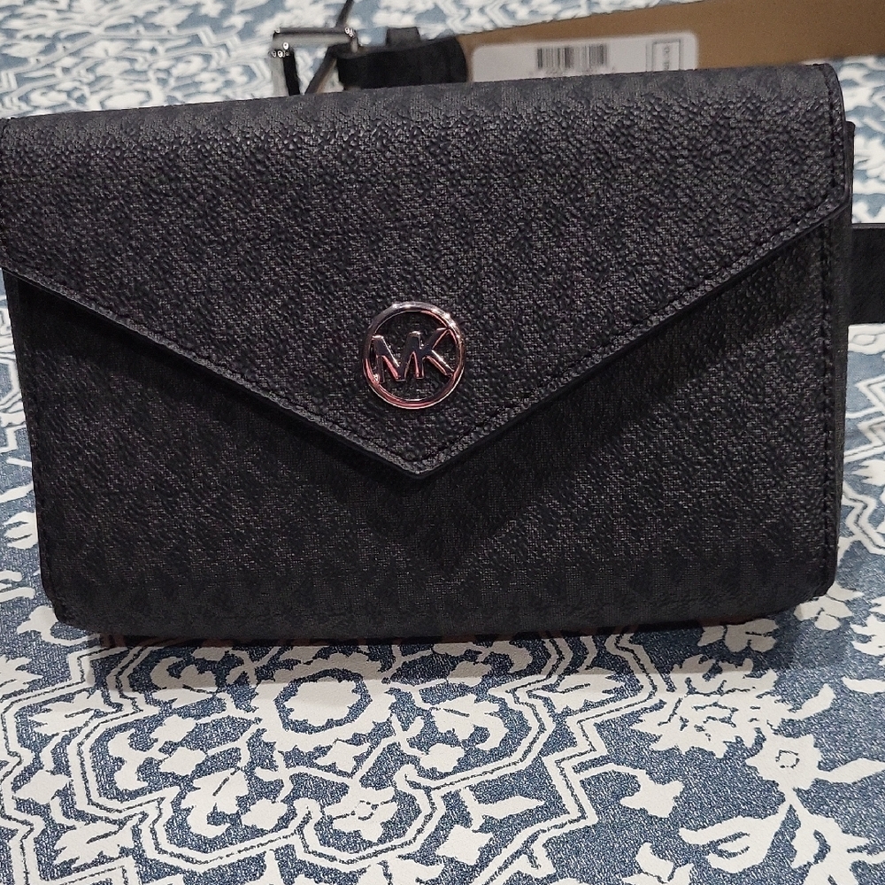 Michael Kors Black Crossbody Bag with Monogram Design